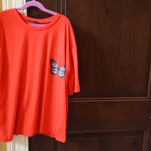 Women  Red Butterfly Graphic Tee - Unbranded